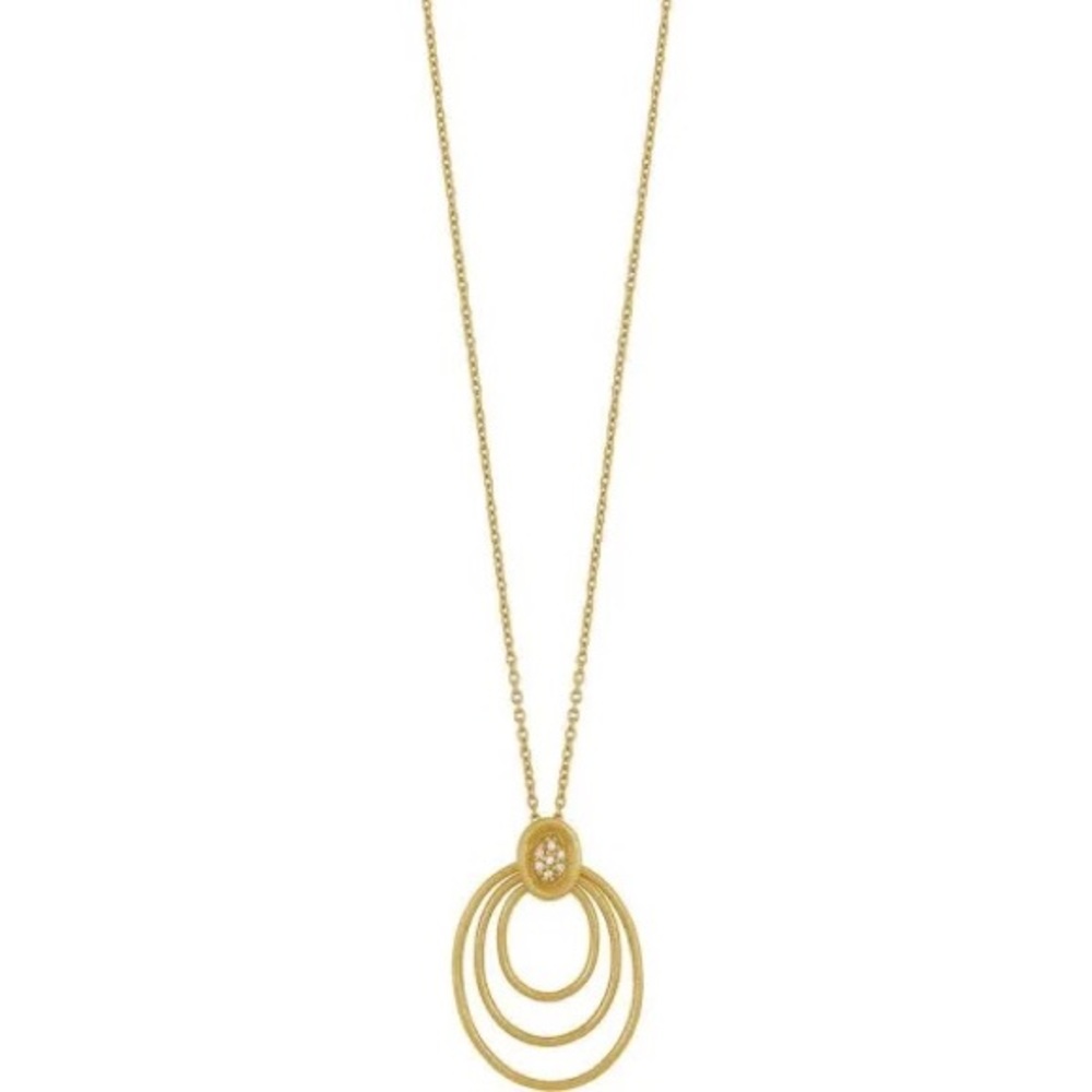 Carrière Volta 18K Gold & Silver Pave Diamond Oval Pendant Necklace 0.04 ctw NWT